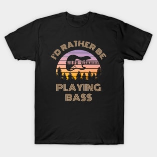 I'd Rather Be Playing Bass J-Style Bass Guitar Vintage Sunset T-Shirt